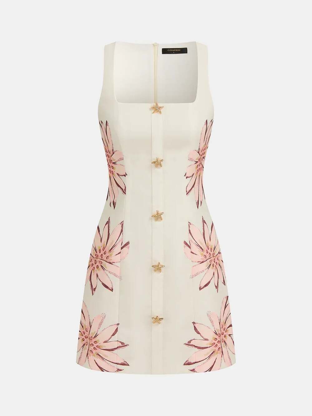 Commense Floral Mini Dress With Starfish Buttons